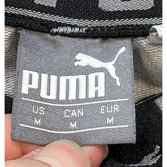 Puma Men's Sweatpants Puma Cat Logo Stretch Size M Light Heather Black Strips - Picture 3 of 9